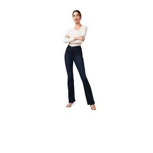 Paige Women's‎ Manhattan Flare Jeans Blue Stretch Dark Wash Mid Rise USA Size 28